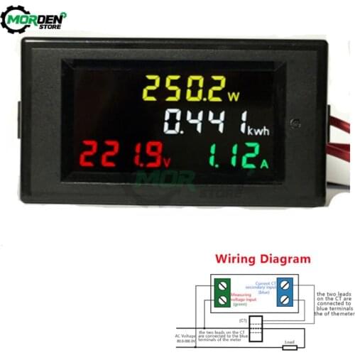 Digital Voltmeter Ammeter Wattmeter Watt Current Voltage Monitor Power Energy Tester Meter Multimeter AC200~450V/AC80 -300V 100A