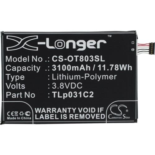 CS 3100mAh/11.78Wh battery for Alcatel M811, M812, M812C,One Touch Hero 2,OT-8030,8030B,OT-8030Y TLP031C1,TLp031C2