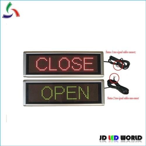 "close" and "open" prompt RG dual color led moving sign