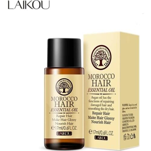 LAIKOU Pure Morocco Argan Hair Essential Oil Curly Treatment For Dry Damaged Hair Dry Split Ends 17ml