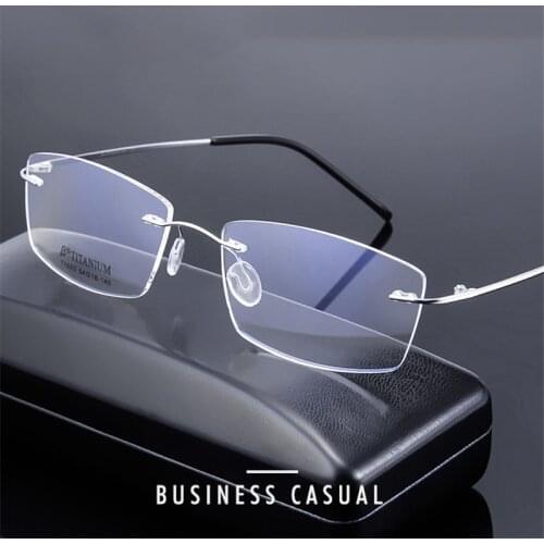 Evove Rimless Titanium Eyeglasses Frame Men Women Glasses Man Spectacles for Prescription 1.61 MR-8 Myopia Diopter progressive