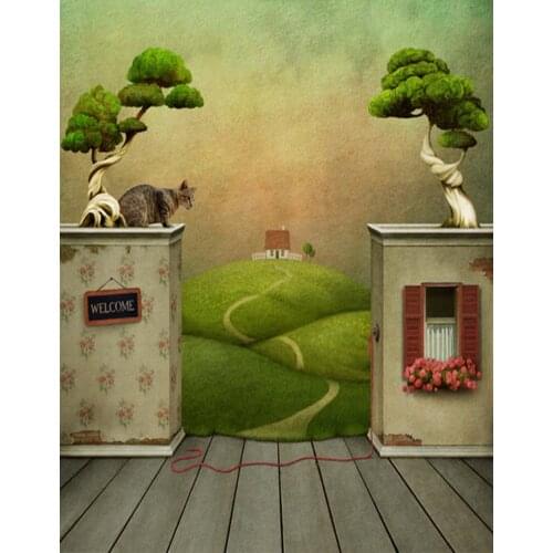 5x7ft Welcome Tree Flowers Gate Photography Backdrops Photo Props Studio Background