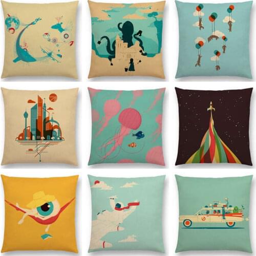 Interesting Magical Cartoon World Pirate Huge Robot Snow Monster Hero Fun Cushion Cover Car Home Decor Sofa Throw Pillow Case