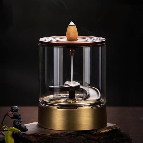 Flowing Cloud Backflow incense burner Pure copper incense burner With windshield indoor Aromatherapy furnace Gift incense