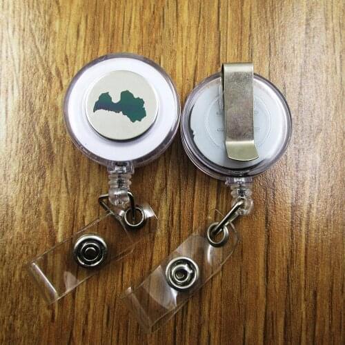 Latvia ID Badge Reel gift for him/her friend family retractable recoil id badge holder work fun
