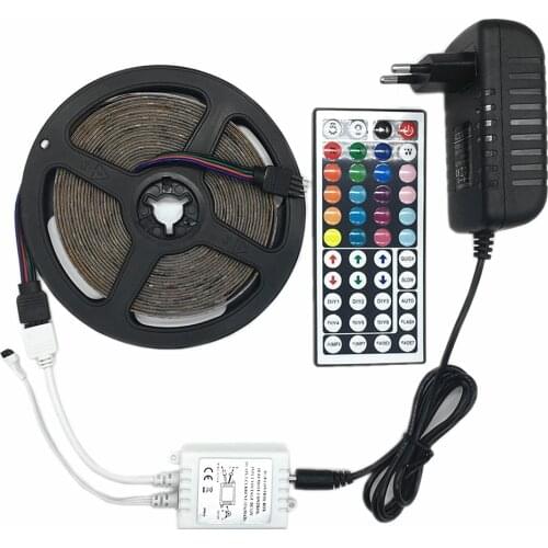 5050 RGB LED Strip light 5M 10M 30led/m Flexible ip 20 Waterproof neon tira lamp ribbon tape 44K controller DC 12V adapter set