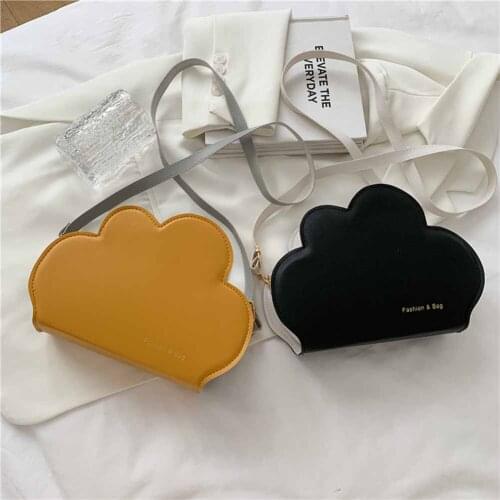 Fashion Women Lovely Cloud Shape PU Shoulder Crossbody Bag Solid Color Handbags Soft Leather Women Designer Handbag