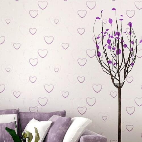 Beibehang Fashion pink love bedroom wallpaper non - woven living room TV background wall wallpaper foam thickening wallpaper