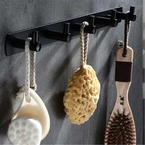 MTTUZK Solid Stainless steel Black Electroplating Finish Bathroom Towel Hook Wall Hook Door Hanger Clothes Robe Hooks