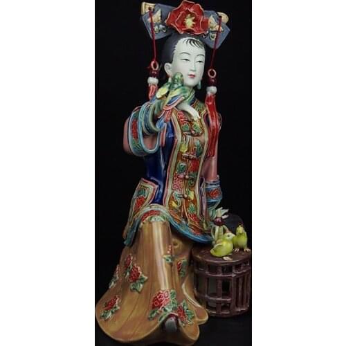 Folk Art Porcelain Ceramic Traditional Chinese Fair Lady Figurine Collection Vivid and Elegant Handcraft for Gift SYX036