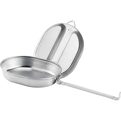 Stainless Steel 2-in-1 Bento Lunch Box with Long Foldable Handle - Healthy