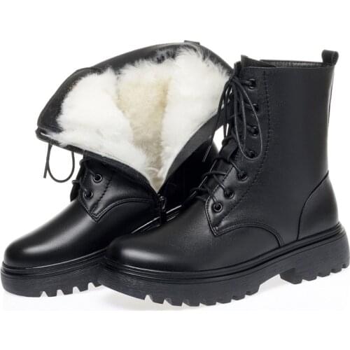 2021 New Cross Straps Side Zipper Martin Boots Winter Warm Shoes Snow Boots Inside Plush / Wool Boot Women Boots Black Non-slip