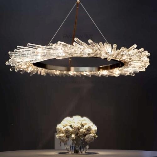 The new crystal ring post-modern light luxury living room restaurant designer personality art chandelier