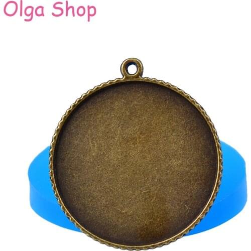 OYL131 41.4mm Round Mirror Frame Pendant Flexible Silicone Mold - for Cake Topper Fondant Craft, Resin Jewelry Making, Gum Paste