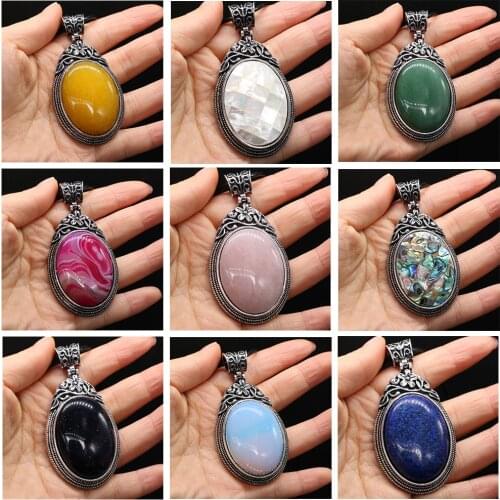 Natural Rose Quartzs Pendant Necklace Oval Shape White Shell Pendant Necklace for Women Jewelry Necklace Gift Length 55+5cm