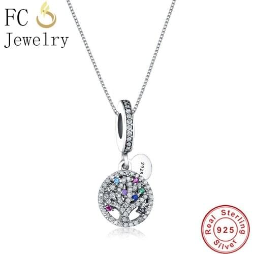 FC Jewelry 925 Sterling Silver Simple Tree of Life Statemet Necklaces & Pendants Chain European Women Choker Collar Trinket Gift