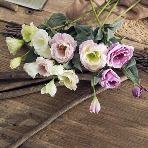 Fake Eustoma Bellflower Wedding Bride Home Table Decorative Artificial Silk Flowers