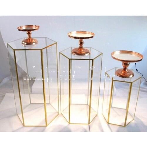 3pcs/set)Hot sale Plinth Pillar Metal Cake Stands Wedding Cake Stand Display Table Cylinder Pillar Stand for Party Event Decor