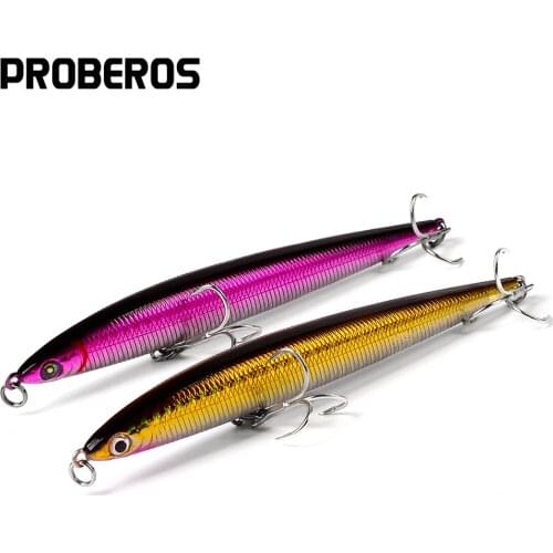 PROBEROS Pencil Fishing Lures 13.3cm-5.24"/29g-1.02oz Diving Saltwater Wobbler 4# BKB Hook Hard Bass Bait Fishing Tackle