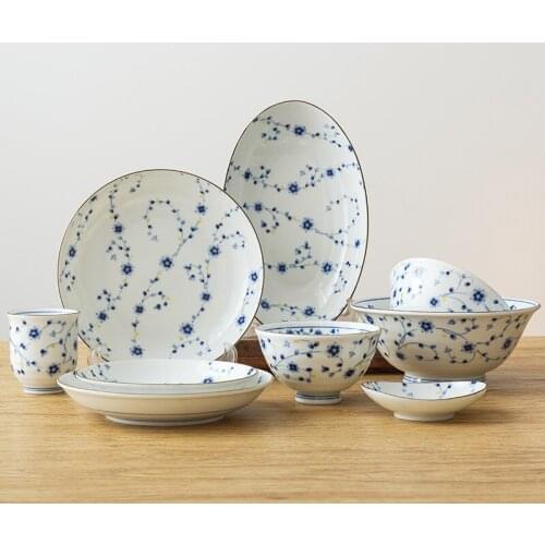 Underglaze Colorful Tanggrass Ceramic Bowl and Rice Bowl Bowels and Dishes Set Kitchen Accessories Ceramic Noddles Bowel