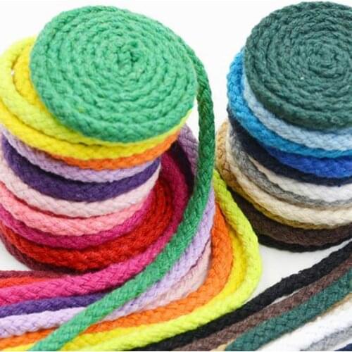 5 Meters Length Craft Decorative Twisted Cord 5mm Thick Cotton Rope Lanyard Ficelles Couleurs Thread Corda Cordoncino Black Red