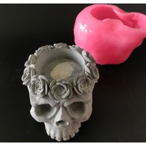 Silicone Candle Chocolate Molds 3D Skull Baking Tools Handmade Silicon Candlestick Fondant Resin Mold