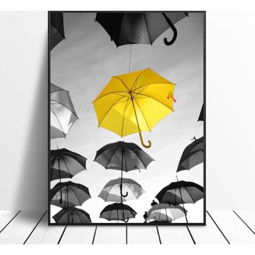 Nordic Style Yellow umbrella in the sky Canvas Painting Wall Painting Print Poster Wall Art Bedroom Living No Frame
