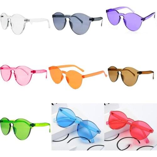 Fashion Rimless Women Solid Color Sunglasses Transparent Shades Sun Glasses Female Candy Color UV400 Eyewear Oculos De Sol