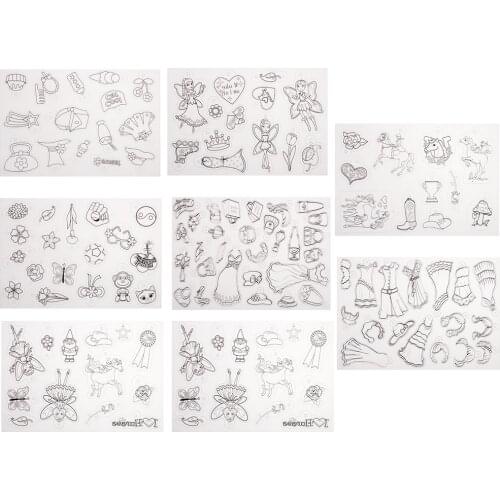 8Pcs Multi Patterns Designs Shrink Film Art Paper Shrinkable Plastic Sheets