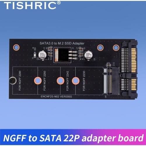 TISHRIC Single Port M.2 NGFF to SATA 22PIN Adapter Board SATA3.0 to M.2 SSD Adapter For NGFF 2280 2260 2242 2230