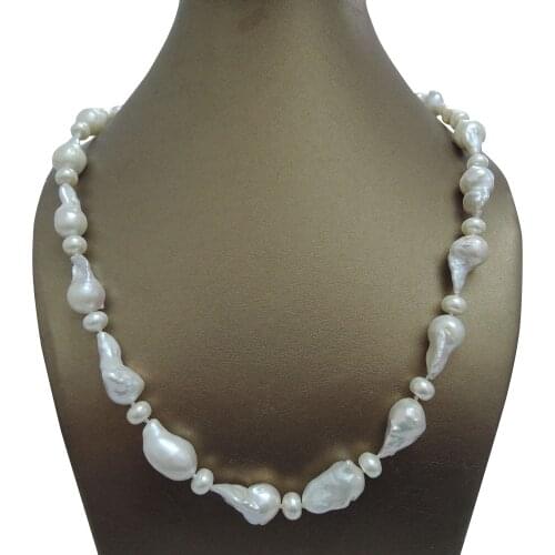 HIGH QUALITY PEARL NECKLACE WITH 100% NATURE FRESHWATER Baroque PEARL long NECKLACE & Bracelet,pearl length size 18-25 mm