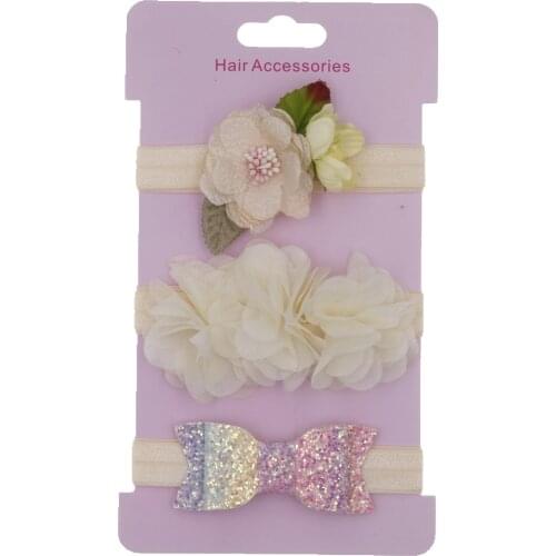 Yundfly 3pcs/lot Bows Headband Newborn Baby Elastic Princess Hairbands Chiffon Flower Kids Cute Headwear Gifts Sets