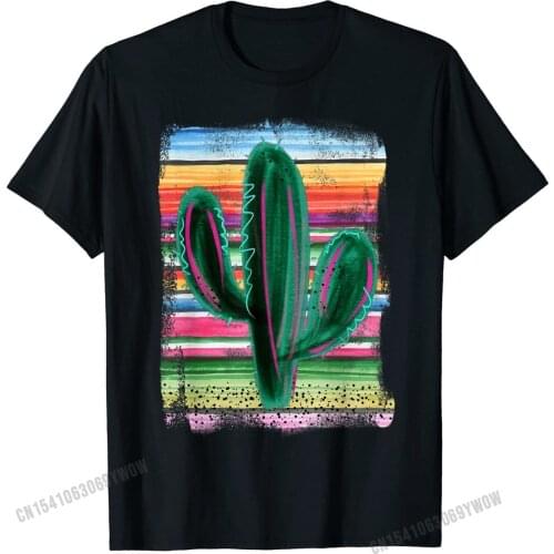 Funny Cactus Serape Cactus print Turquoise T-Shirt Oversized Printed T Shirts Cotton Men Tees Casual