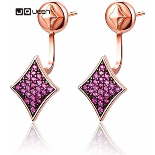 JQUEEN Earrings Ladies Stud Earrings Poker Spade Black 925 Zirconia Sterling Earrings Women Jewelry