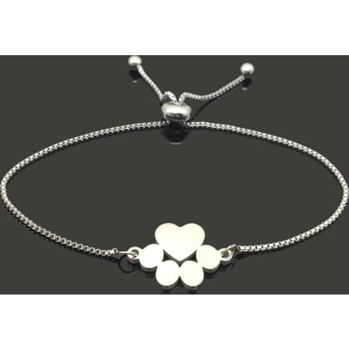 Stainless Steel Women Bracelet Pets Dog Lover Cat Animal Cute Bear Moon Paw Charms Pendant Bracelets