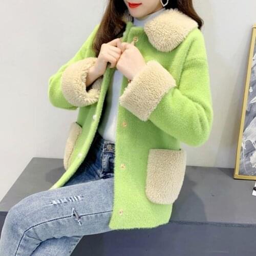Women 2020 Autumn Winter Faux Mink Cashmere Cardigan Coat Female Soft Casual Sweaters Ladies Thicken Warm Knitted Jacket G522