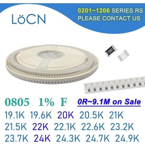 0805 1% 5000PCS SMD Resistor F 19.1K 19.6K 20K 20.5K 21K 21.5K 22K 22.1K 22.6K 23.2K 23.7K 24K 24.3K 24.7K 24.9K 2012 OHM