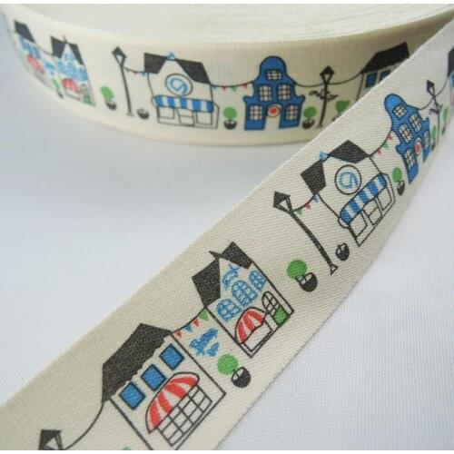 1" 25mm 5Yards 100% Cotton Ribbon House Printed Ribbon DIY Handmade Tapes Gift Package,Garment Accessories Satin Ruban Y138