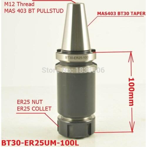 1pcs BT30 ER25 100 L Precision less than 0.005mm Milling chuck arbors cnc collet Turning tool holder
