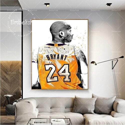 1 Pieces Kobe Bryant Portrait Wall Posters For Living Room Office Pictures Modern Home Decor HD Spray Canvas Painting Prints