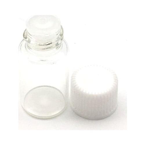 20pcs Essential Oil Clear Glass Bottle with Orifice Reducer Siamese Plug Screw Cap Small 3ml Sample Vials