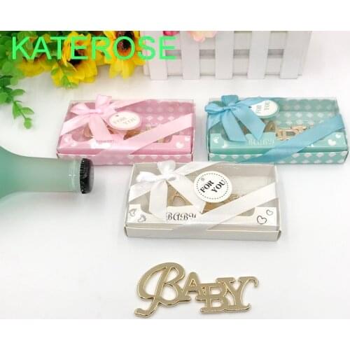 20PCS New Baby Baptism Gift Gold Baby Bottle Opener In Gift Box Newborn Christening Party Giveaways For Guest