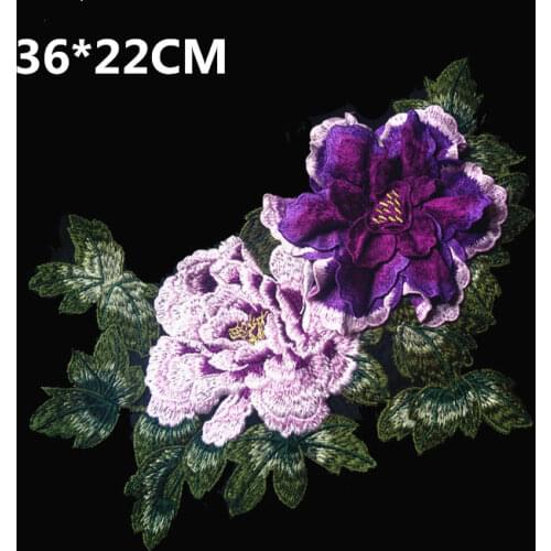3D Multicolor Lace Patch Fabric Peony Applique Computer Embroidered Flowers Stage Clothes Diy Accessories RS933