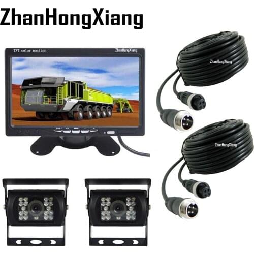 4Pin IR Night Vision Reversing Backup Camera System 12V/24V+ 7" LCD Monitor Car Rear View Kit 4 Pin for RV Bus Truck