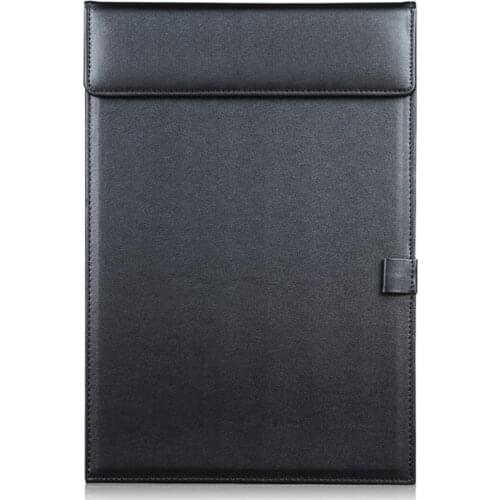 A4 PU Leather Storage Office Folder Clipboard, Letter Size Clip Hardboard, Meeting Memo Writing Desk Pad with Pen Holder
