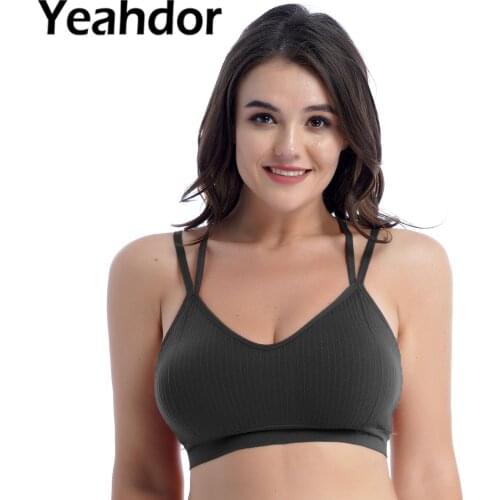 Plus Size Bras Women Fashion Lingerie Bras Sports Tanks Vest V Neck Cross at Rear Open Back Female Gym Yoga Casual Underwear