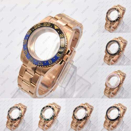 NEITON 40mm Black PVD Case Sapphire Glass Black Fit ETA2836 NH35/36 Mingzhu DG2813/5833 Miyota 8215/8205 Back Transparent Glass