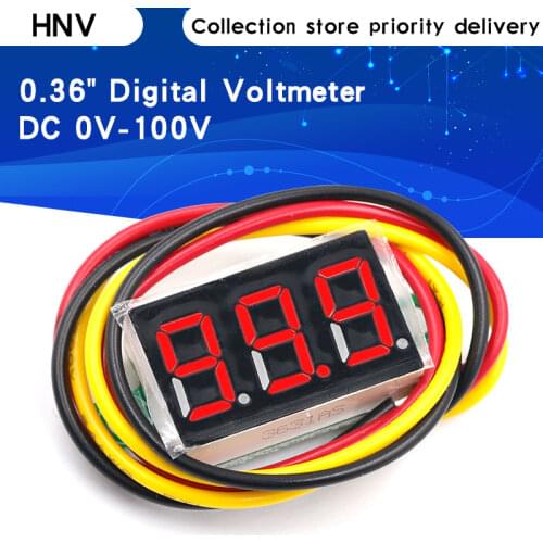 0.36 Inch 0.36" Digital Voltmeter Red Green Blue DC 0V-100V Three Lines 3 digit Voltage Panel Meter Display led Color