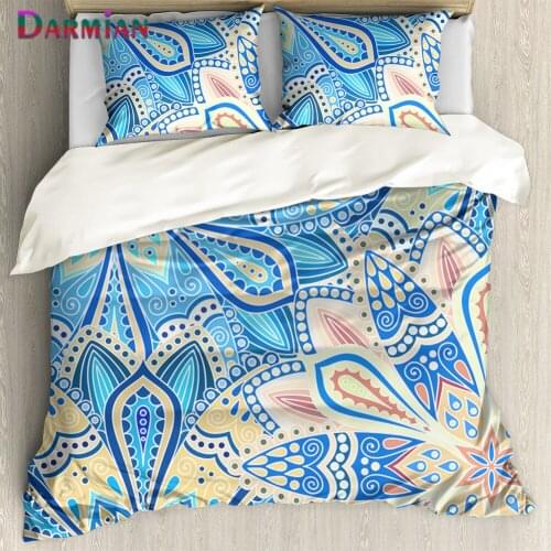 DARMIAN 2021 New Mandala Bohemia Flower Printed Premium Soft Duvet Cover Set and Pillowcase 3Pcs Family Multi Size Bedding Set