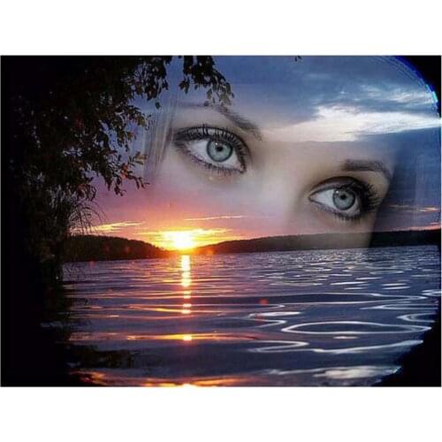 Dpsprue 5D Full Square/Round DIY Diamond Painting Cross Stitch Lake Eye Embroidery Diamond Mosaic Home Decoration Gift